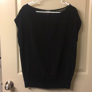 Black multi fabric top